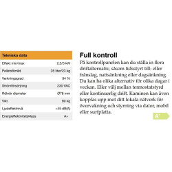 Pelletskamin Lilla frö svart drag wifi