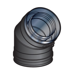 Coude concentrique de tuyau de fumée 45° ⌀80/130mm (noir)