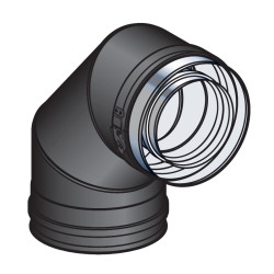 Coude concentrique de tuyau de fumée 90° ⌀80/130mm (noir)